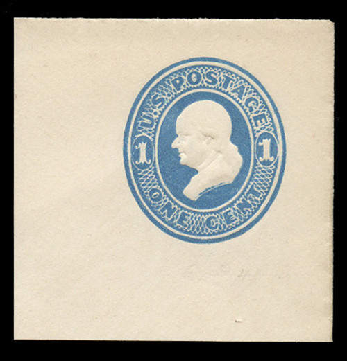 USA Scott # U 113, 1874-86 1c Franklin, Scott Die U35, light blue on white - Mint Full Corner