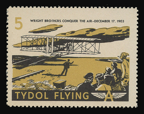 Tydol Flying "A" Poster Stamps of 1940 - # 5, Wright Brothers Conquer the Air - 1903