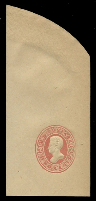 USA Scott # U 155, 1874-86 2c Jackson, Scott Die U42, vermilion on manila - Mint Full Corner