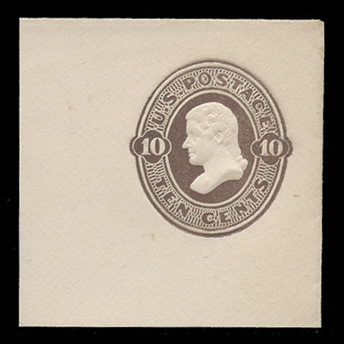 USA Scott # U 189, 1874-86 10c Jefferson, Scott Die 51, chocolate on white - Mint Full Corner