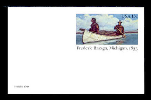 U.S. Scott # UX 103, 1984 13c Frederic Baraga, Michigan, 1835 - Mint Postal Card