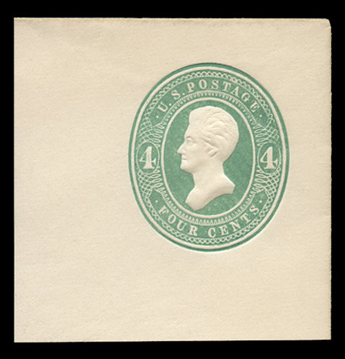 USA Scott # U 250, 1883-6 4c Jackson, Scott Die U66-1 (thin "4"), green on white - Mint Full Corner