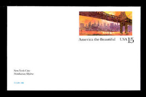 U.S. Scott # UX 137, 1989 15c America the Beautiful - 59th St. Bridge, New York City - Mint Postal Card