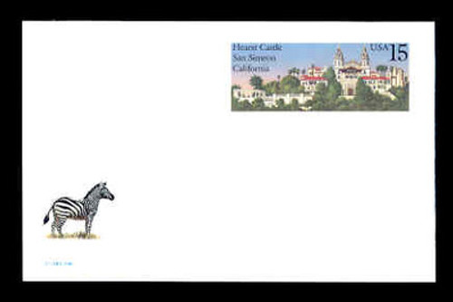 U.S. Scott # UX 125, 1988 15c Hearst Castle, San Simeon, California - Mint Postal Card, DULL PAPER