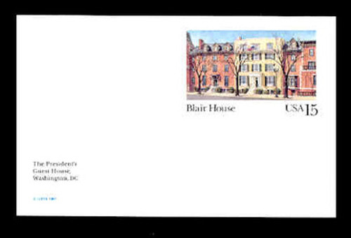 U.S. Scott # UX 121, 1988 15c Blair House - Mint Postal Card