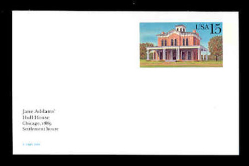 U.S. Scott # UX 134, 1989 15c Jane Addams' Hull House Community Center - Mint Postal Card