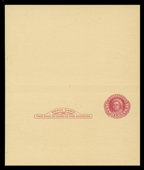 USA Scott # UY 13 Type 2, 1951 2c George/Martha Washington - Mint Message-Reply Card - UNFOLDED (See Warranty)