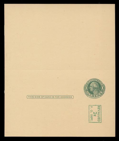USA Scott # UY 14d/UPSS #MR23-1a, 1952 2c on 1c Washington (Green) - Mint Message-Reply Card - UNFOLDED (See Warranty)