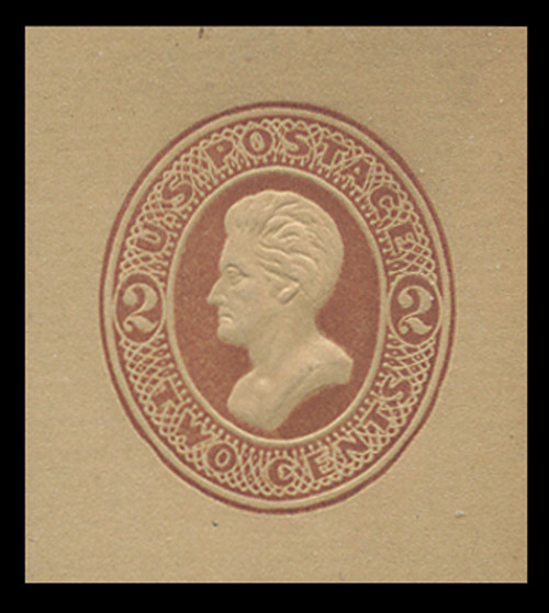 USA Scott # U 131, 1874-86 2c Jackson, Scott Die U37, brown on manila - Mint Cut Square