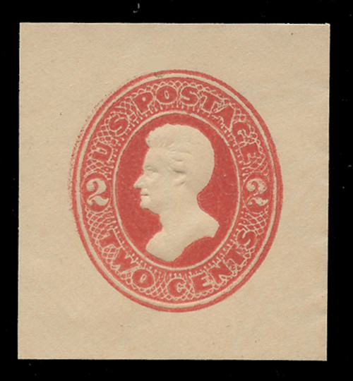 USA Scott # U 144, 1874-86 2c Jackson, Scott Die U40, vermilion on cream - Mint Cut Square