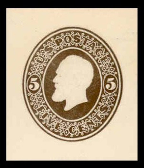 USA Scott # U 222, 1882-6 5c Garfield, Scott Die U59, brown on white - Mint Cut Square