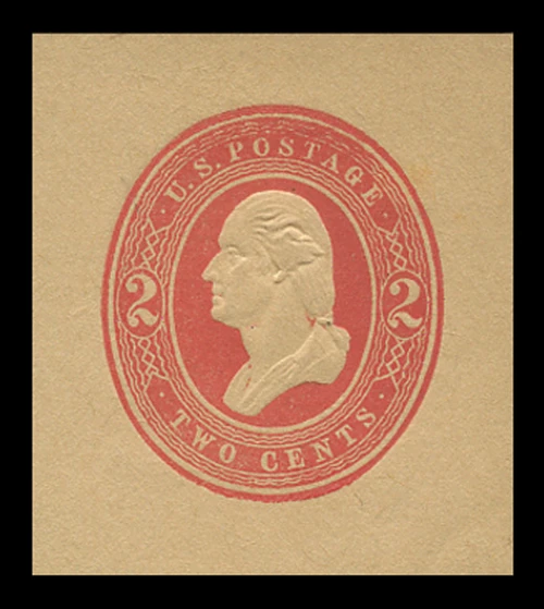 USA Scott # U 235, 1883 2c Washington, Scott Die U61, red on manila - Mint Cut Square