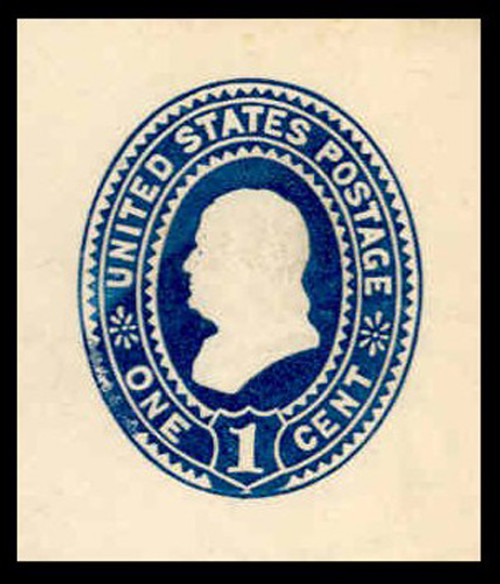 USA Scott # U 295, 1887-94 1c Franklin, Scott Die U69, dark blue on white - Mint Cut Square
