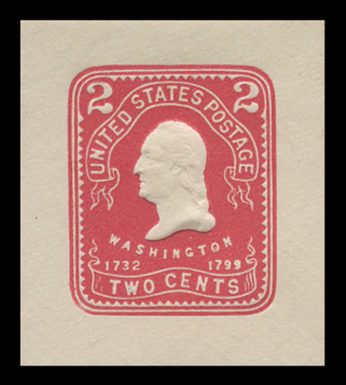 USA Scott # U 385, 1903 2c Washington, Scott Die U86, carmine on white - Mint Cut Square (See Warranty)