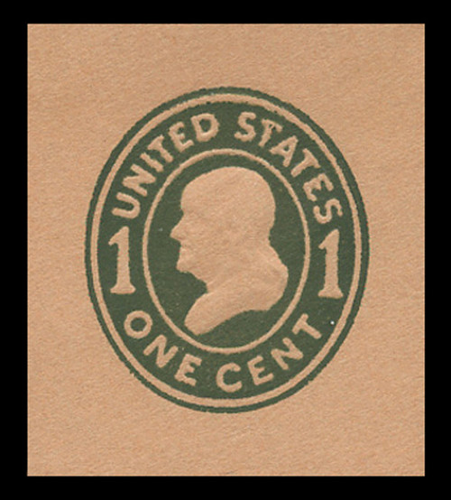 USA Scott # U 402, 1907-16 1c Franklin, Scott Die U90,  green on oriental buff, Die 1 - Mint Cut Square