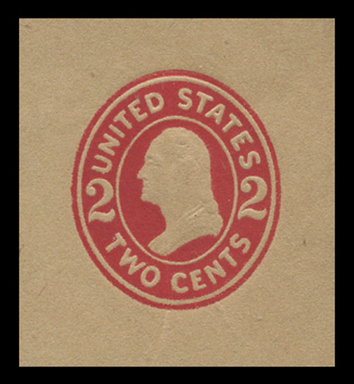 USA Scott # U 415, 1907-16 2c Washington, Scott Die U91, carmine on manila, Die 1 - Mint Cut Square
