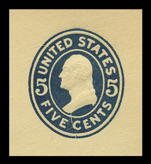 USA Scott # U 419, 1907-16 5c Washington, Scott Die U91, blue on white, Die 2 (F short) - Mint Cut Square