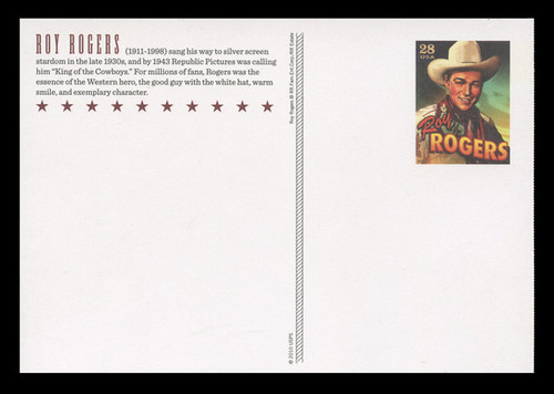 U.S. Scott # UX 597-600, 2010 28c Cowboys of the Silver Screen  - Mint Picture Postal Card Set of 4