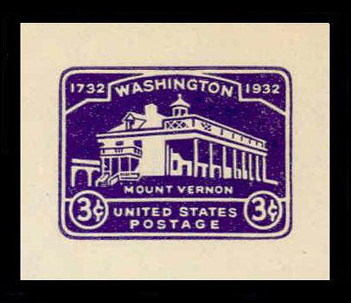 USA Scott # U 526, 1932 3c Washington Bicentennial - Mint Cut Square