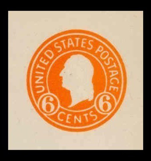 USA Scott # U 529, 1932 6c Washington, Orange on White - Mint Cut Square