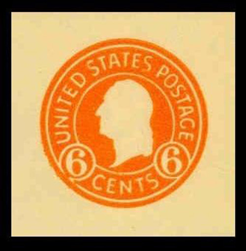USA Scott # U 530, 1932 6c Washington, Orange on Amber - Mint Cut Square