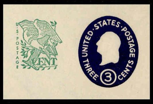 USA Scott # U 540c, 1958 3c (U534d) + 1c Washington, Die 5 - Mint Cut Square