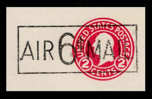 USA Scott # UC  8a 1945 6c on 2c (U429f) Washington, Die 7 - Mint Cut Square