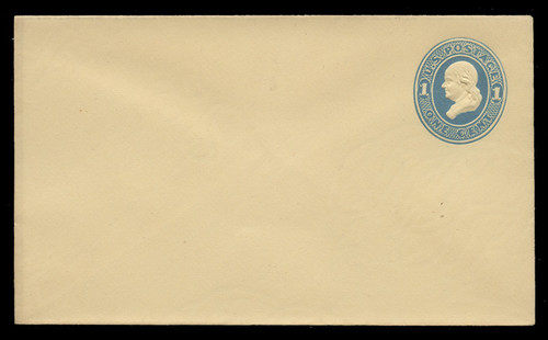 USA Scott # U 114/07, UPSS #271/07 1874-86 1c Franklin, Die 2,  light blue on amber - Mint (See "Other Details")