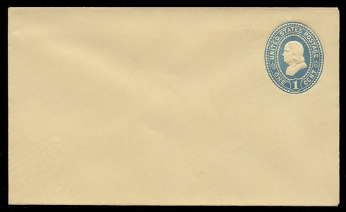 USA Scott # U 296/07, UPSS #885/12 1887-94 1c Franklin, blue on amber - Mint (See "Other Details")