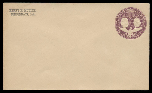 USA Scott # U 349-A/11, UPSS #1147/11 1893 2c Columbus, Die 1, violet on white - Mint (See "Other Details")