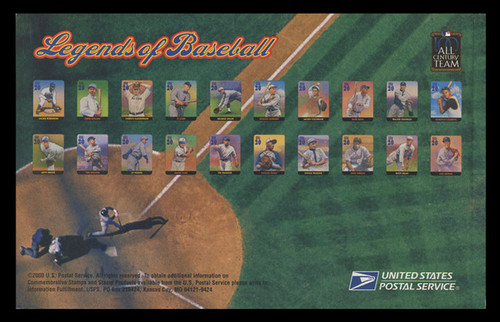U.S. Scott # UX 337-56, 2000 20c Legends of Baseball - Mint Picture Postal Card Set of 20