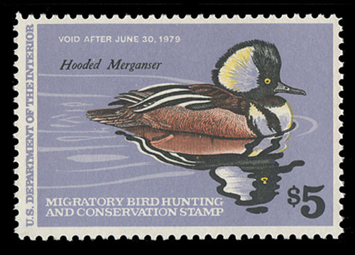 U.S. Scott #RW45, 1978 $5.00 Hooded Merganser Drake