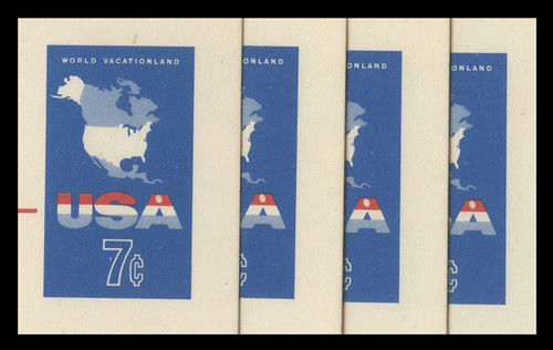 USA Scott # UY 19, 1963 7c Map of the United States - Oil Bubble or Foreign Matter on "A" - Mint Message/Reply Card (See Warranty)