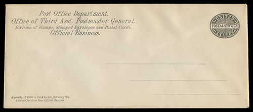 USA Scott # UO 014/25, UPSS # PS04/4, 1877 Non-Denominated USPS, black on white - Mint (See Warranty)