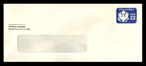 USA Scott # UO 074a/23-WINDOW, UPSS # OM13/50A, 1986 22c Official Mail Eagle, Tagged - Mint (See Warranty)