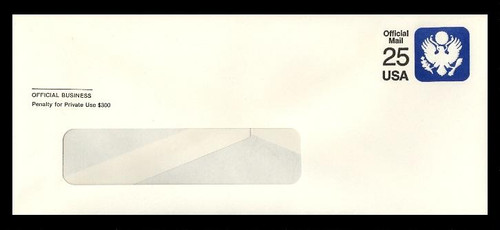 USA Scott # UO 077/23-WINDOW, UPSS # OM18/49A, 1988 25c Official Mail Eagle, Thin "25" - Mint (See Warranty)