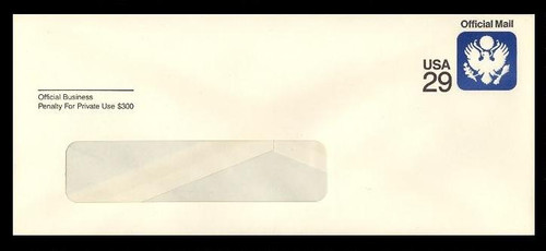 USA Scott # UO 084/23-WINDOW, UPSS # OM31/49A, 1991 29c Official Mail Eagle - Mint (See Warranty)