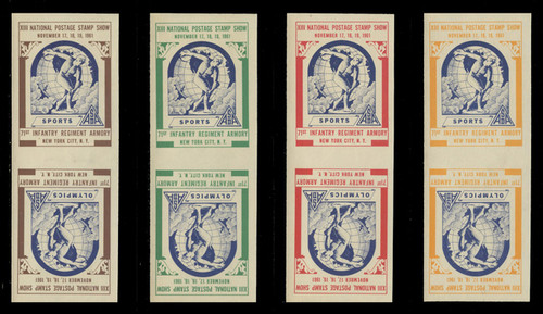 ASDA 1961vi (13th) Stamp Show, Sports/Olympics, Inverted Olympics Imperforate (Set of 4 Pairs)