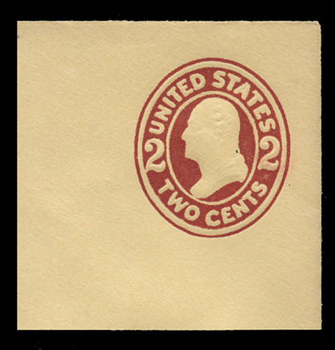 USA Scott # U 407b, 1907-16 2c Washington, Scott Die U90, brown red on amber, Die 3 - Mint Full Corner