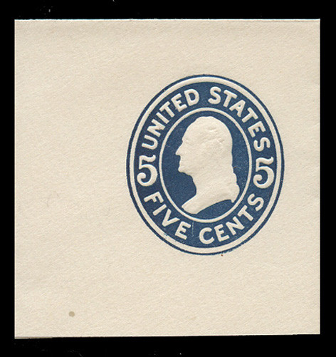 USA Scott # U 418a, 1907-16 5c Washington, Scott Die U91, black on white, Die 1 (F tall) - Mint Full Corner