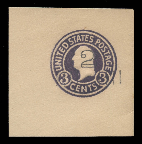 USA Scott # U 458a, 1920-1 2c on 3c (U436b) Washington, dark violet on white, Die 5 - Mint Full Corner