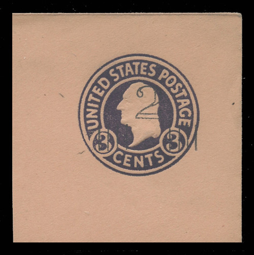 USA Scott # U 470b, 1920-1 2c on 3c (U438b) Washington, dark violet on oriental buff, Die 6 - Mint Full Corner