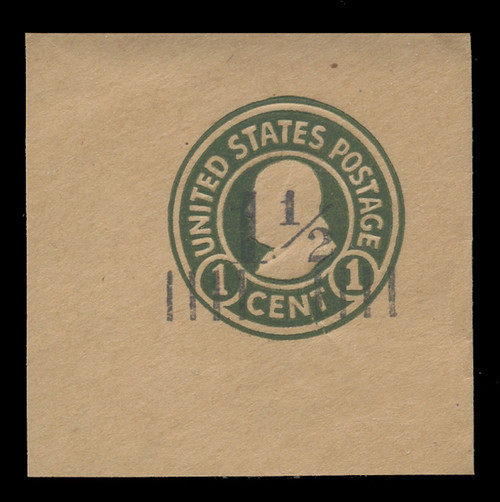 USA Scott # U 499, 1925 1½c on 1c (U424) Franklin, green on manila, Die 1 - Mint Full Corner