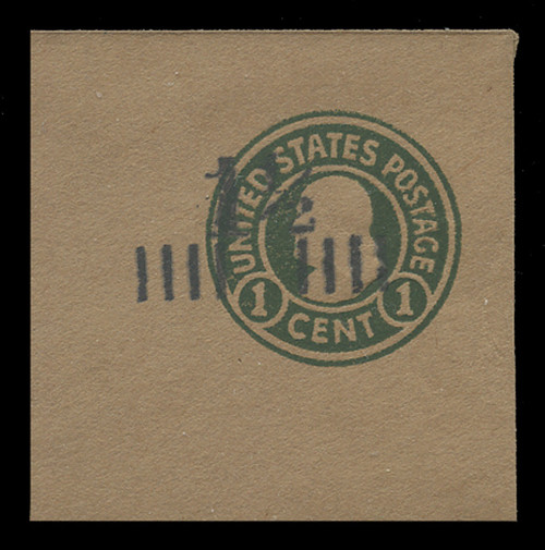 USA Scott # U 500, 1925 1½c on 1c (U428) Franklin, green on unglazed brown, Die 1 - Mint Full Corner (See Warranty)