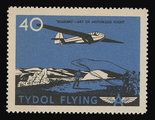 Tydol Flying "A" Poster Stamps of 1940 - #40, "Soaring" - Art of Motorless Flight
