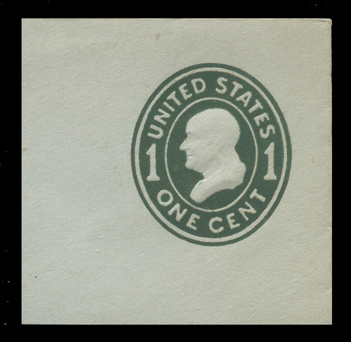 U.S. Scott # U 403c, 1907-16 1c Franklin, green on blue, Die 4 - Mint Full Corner