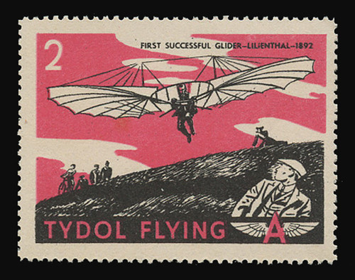 Tydol Flying "A" Poster Stamps of 1940 - # 2, First Successful Glider -Lilienthal - 1892