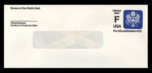 U.S. Scott # UO 083 1991 (29c) Official Mail, "F" Rate - Mint Savings Bond Envelope, UPSS Size 19B