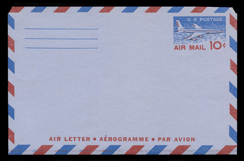 U.S. Scott # UC 32a 1958 10c Jet Airliner, Type I, 3-Line Back - Mint Air Letter Sheet