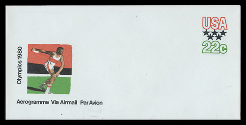 U.S. Scott # UC 52 1979 22c Olympics - Discus Thrower - Mint Air Letter Sheet